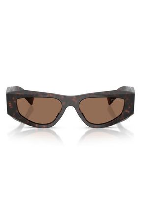 Prada 52mm Pillow Sunglasses in Root Tortoise /Dark Brown at Nordstrom
