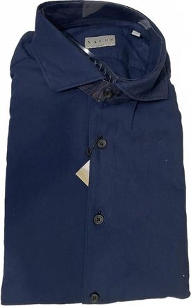 Xacus Mens Washed Shirt In Navy Blue