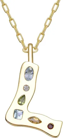 Genevive 14K Plated Cz Alphabetical Necklace