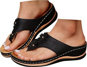 Generic Summer Sandals Women Wedge Flip Flops for Women Orthopedic Sandals Comfortable Flip Flops with Arch Support Summer Casual Wedge Sandal Slippers Dressy