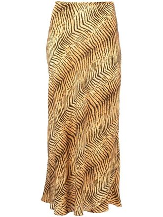 Rixo Kelly tiger-print silk mini skirt - Gold