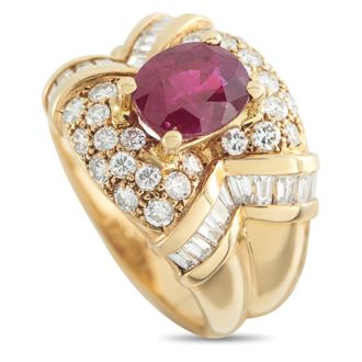 Luxury Bazaar 14K Yellow Gold 1.57ct Diamond and Ruby Ring MF40-051526