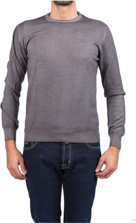 La Fileria Giro Gewassen Sweatshirts & Hoodies - Heren - Ronde hals truien - Grijs - M - Truien & Vesten
