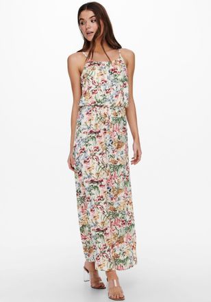 Only Maxikleid ONLY ONLWINNER S/L MAXI DRESS NOOS PTM, Damen, Gr. 42 (XL), N-Gr, bunt (cloud dancer aop:blurry flower), Web, Obermaterial: 97% Polyester, 3