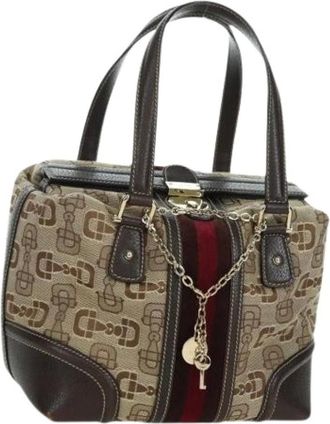Gucci Pre-owned Handbags, female, Brown, Size: ONE SIZE Pre-owned Vintage Canvas Hand Bag