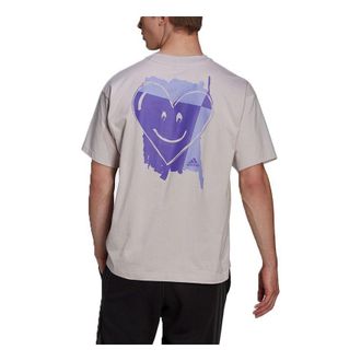 adidas U Co G T Funny Printing Sports Round Neck Short Sleeve Gray Pink T-Shirt HU0123