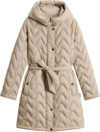 Woolrich Jassen, Dames, Beige, L, Leer, Heritage Parka