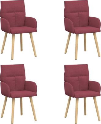 vidaXL Sillas De Comedor 4 Uds. Tela Rojo Vino 60 X 56 X 96 Cm Vidaxl