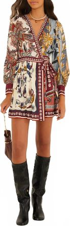 Farm Rio Stained Glass Beauty Mixed Scarves Tassels Mini Dress In Multi