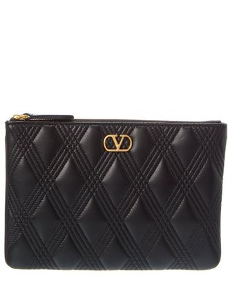 Valentino Vlogo Signature Quilted Leather Pouch