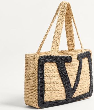 Valentino Garavani Borsa Shopping Media Valentino Garavani Viva Superstar In Rafia Donna NATURALE UNI