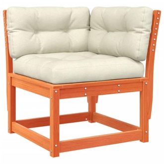 Berkfield Home Garden Sofa Corner with Cushions Wax Brown 73x73x78 cm Solid Wood Pine | Size: 73 x 73 x 78 cm