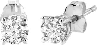 House of Brilliance AGS Certified 14K White Gold 1.0 cttw 4-Prong Set Brilliant Round-Cut Solitaire Diamond Push Back Stud Earrings (G-H Color, I1-I2 Clarity)