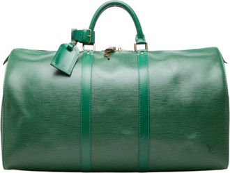 Louis Vuitton Borneo Green Leather Boston Bag (Pre-Owned)