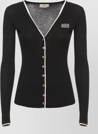 Elisabetta Franchi ribbed wool crewneck cardigan