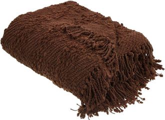 Beliani Beliani - Cotton Blanket Woven Bed Throw with Tassels Bed Spread Cover 150 x 200 cm Brown Vella