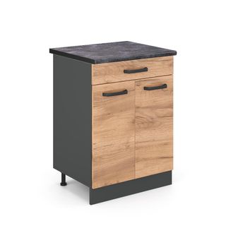 Vicco Mueble Bajo De Cocina R-line, Roble Dorado, 60 Cm, Et Antracita