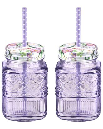 Godinger Claro Purple Mason Jars (Set Of 2)