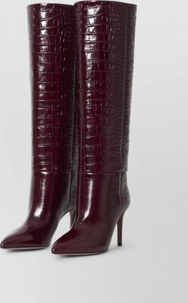 PARIS TEXAS leather croc embossed knee high stiletto boots
