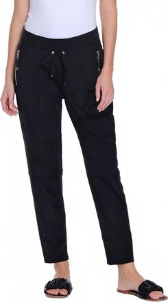 Multiples Stretch Knit Jogger Ankle Pant In Black
