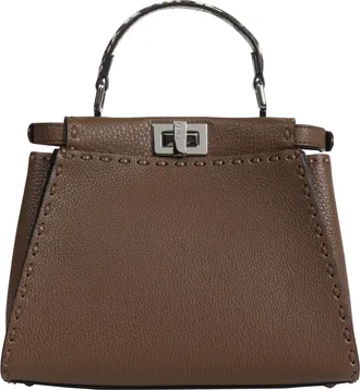 Fendi Mini Peekaboo Leather Top Handle Bag