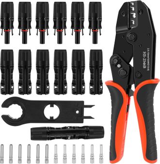 OEM Pince &Agrave; Sertir Solaire - 2,5 A 10 Mm&sup2; - Pour C&acirc;bles Photovolta&iuml;ques - Kit Complet Avec 6 Paires Connecteurs Et Cl&eacute;