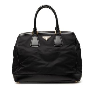 Prada Pre-owned Prada Saffiano Vernice Trimmed Tessuto Parabole Tote Ladies 012646MFJJS4U76F
