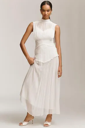 Shona Joy Clemence Chiffon High-Neck Midi Dress