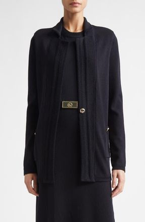 St. John Legacy Wool Blend Sweater Coat in Black at Nordstrom, Size X-Large