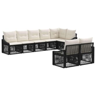 vidaXL Conjunto De Sof&aacute;s De Jard&iacute;n 8 Pcs Negro Rat&aacute;n Sint&eacute;tico Vidaxl