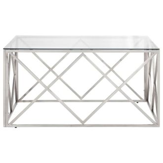 Berkfield Home Modern Coffee Table Silver Stainless Steel & Tempered Glass