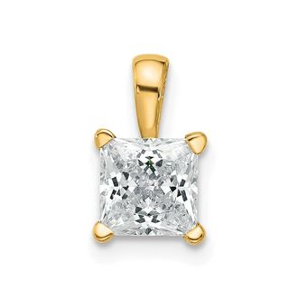 Diamond2Deal 14k Yellow Gold 1 Ct Princess Cut Lab Grown Diamond Pendant