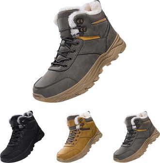 Generic Mens Winter Snow Boots Ankle, Winter Walking Boots Mens Waterproof Outdoor Hiking Booties With Warm Fleece Lined Casual Walking Shoes With Anti-Slip S