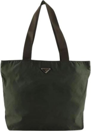 Prada Pre-owned Nylon Tote Bag - Dames - Vintage Shopper - Groen - ONE Size - Nylon - Vintage