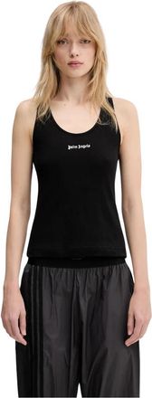 Palm Angels Logo Ribbed Tank Top - Dames - Tops zonder mouwen - Zwart - M - Katoen - Tops