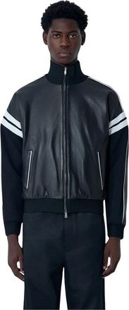 Wales Bonner Leather Logo Motif Bomberjack - Heren - Leren en Su&egrave;de Jassen - Zwart - L - Leer - Jassen