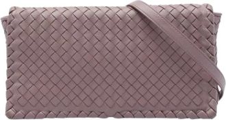 Bottega Veneta Pre-owned Woven Leather Crossbody Bag - Dames - Vintage Schoudertas - Roze - ONE Size - Leer - Vintage