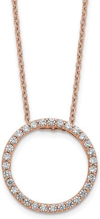 Diamond2Deal 14K Rose Gold 1/2 Ct Lab Grown Diamond Circle Necklace 18 Clarity VS, Color G-H