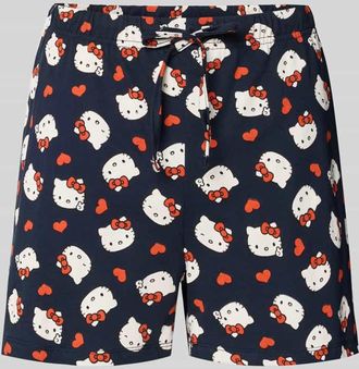 Jake*s Casual Regular Fit Pyjama-Shorts mit Allover-Motiv-Print in Marine, Gr&ouml;&szlig;e XXL
