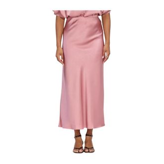 Notre-V Nv-Hildegard Maxi Rok - Dames - Rokken - Roze - Maat: M Satijn