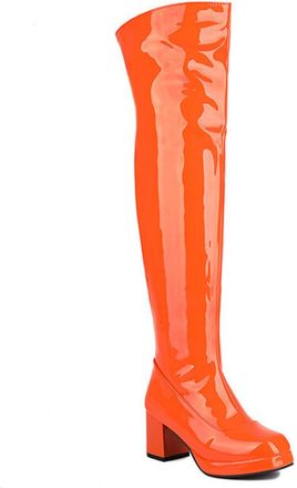 Generic Orange,3.5 UK,Platform Knee High Boots for Womens Chunky Block Heel Tall Boot Side Zipper Party Club Fall Winter Dress Shoes