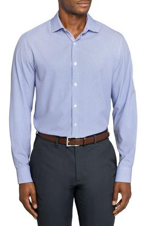W.R.K Regular Fit Tile Print Performance Dress Shirt in White/Purple at Nordstrom, Size 17.5 - R