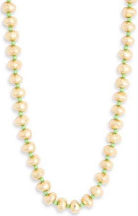 Nordstrom Rack Metallic Beaded Necklace in Green- Gold at Nordstrom Rack