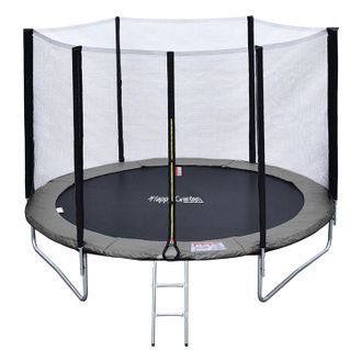 Happy Garden Happy Garden - Cama El&aacute;stica De 245cm Reversible Gris/rosa, Pack Trampol&iacute;n Canberra + Red De Seguridad + Escalera + Lona + Kit De Anclaje
