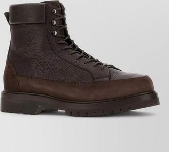 Brunello Cucinelli deer leather suede lace-up ankle boots