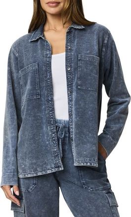 Splendid Gwen Indigo Terry Button-Up Shirt in Indigo Blue at Nordstrom, Size X-Small
