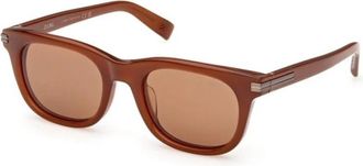 Ermenegildo Zegna Ez 0281 45E Zonnebril - Heren - Zonnebrillen - Bruin - 54 MM - Accessoires