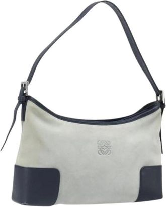 Loewe Pre-owned Suede Shoulder Bag - Dames - Vintage Schoudertas - Grijs - ONE Size - Leer - Vintage