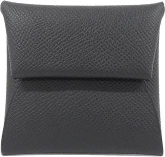 Herm&egrave;s Bastia Black Epsom Leather Coin Purse/Coin Case (Pre-Owned)