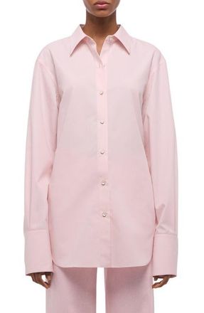 Helmut Lang Open Tie Back Cotton Shirt in Peony at Nordstrom, Size X-Small
